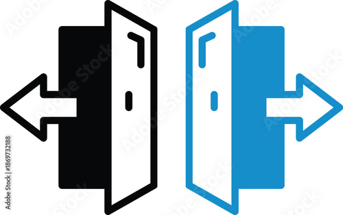 Login and logout icon set. Set of sign out, Sign in vector icon. Open and close door symbol.Website user logout and login isolated icon.