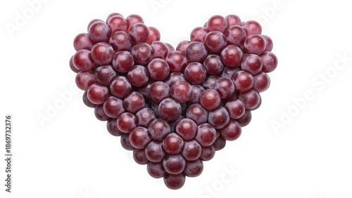 Heart shape formed by grapes isolated on transparent background