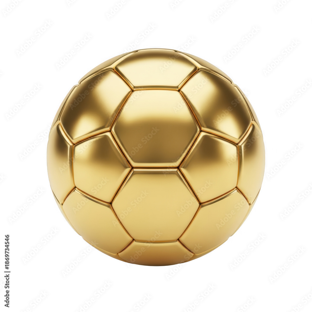 Fototapeta premium Golden soccer ball isolated on transparent background