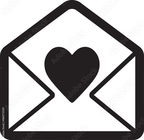 Love Letter Icon with Heart Seal — Romantic Message Envelope Illustration