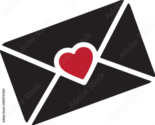 Love Letter Icon with Heart Seal — Romantic Message Envelope Illustration