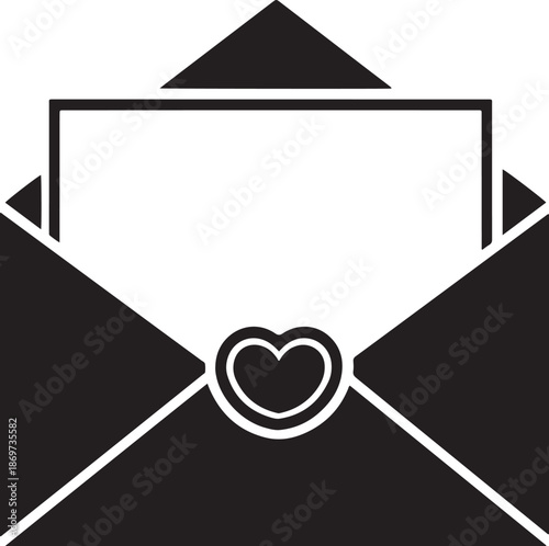 Love Letter Icon with Heart Seal — Romantic Message Envelope Illustration