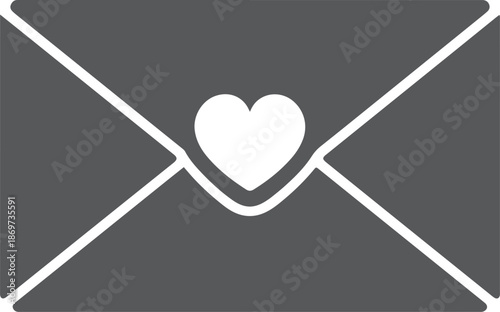 Love Letter Icon with Heart Seal — Romantic Message Envelope Illustration