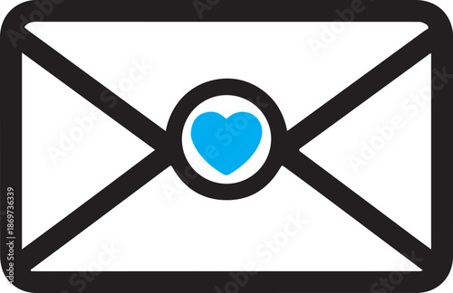 Love Letter Icon with Heart Seal — Romantic Message Envelope Illustration