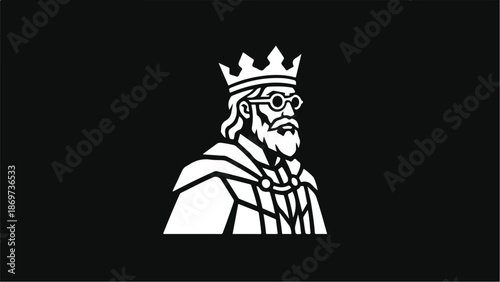Wise King with Crown and Glasses a Symbol of Wisdom.