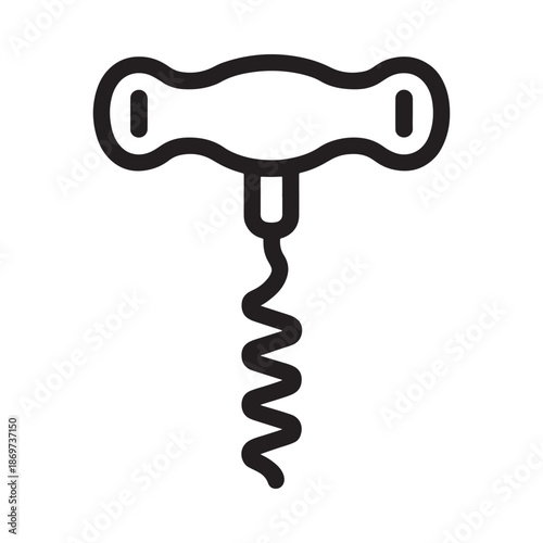 Simple black and white line illustration of a classic corkscrew design