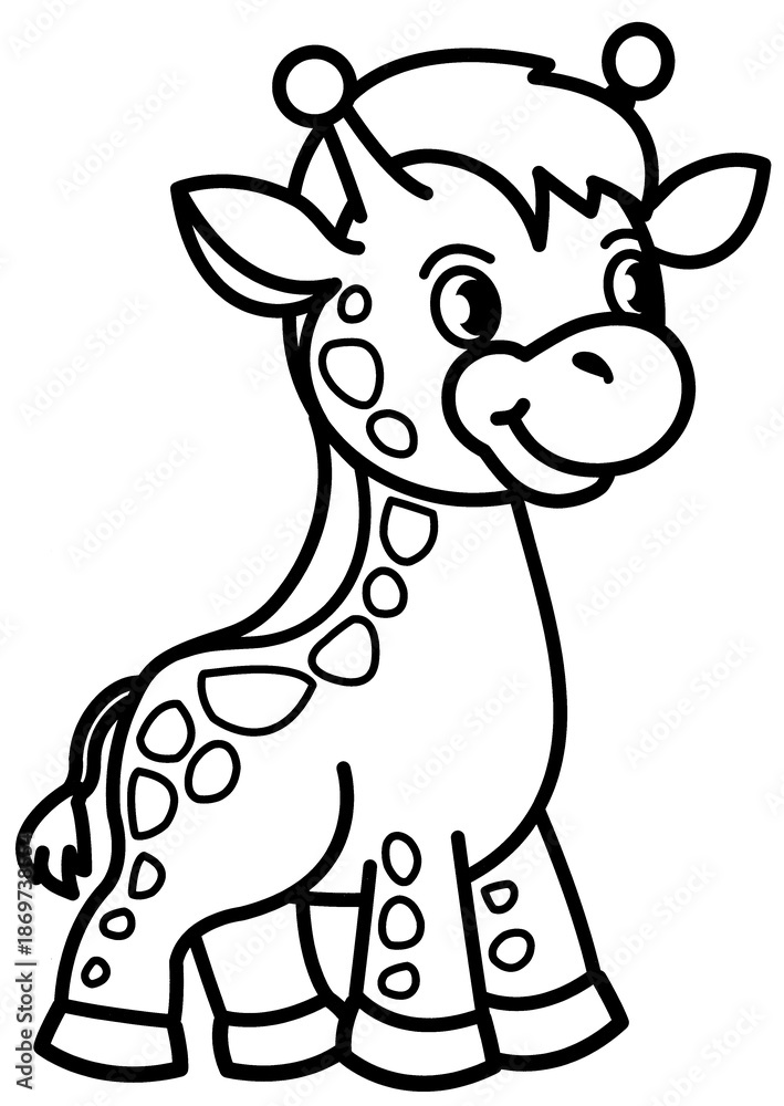Fototapeta premium Coloring for children and adults, coloring of the animal world, giraffe.