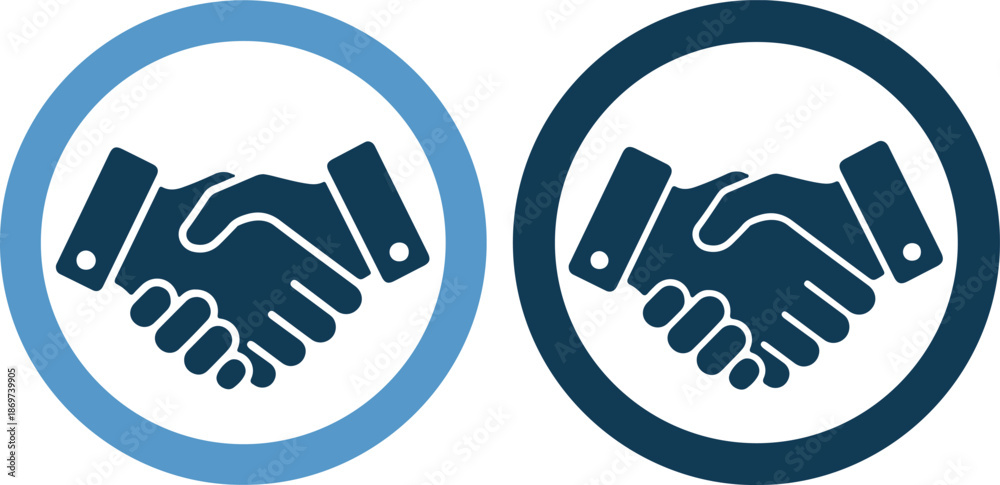 Fototapeta premium Vector icons of handshake and shield on brick wall for business security