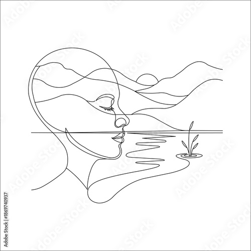 Abstract line art portrait