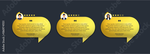 Creative Testimonial Editable Vector template, Quote template, Empty speech bubbles, What our Clients Say, Review, Feedback, Infographic Template, Label, editable text box design, recommendation note