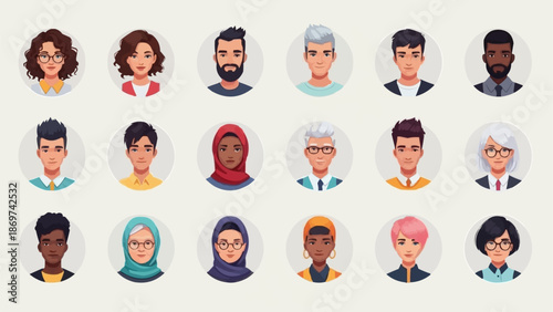 Diverse group of people portraits in a grid layout.