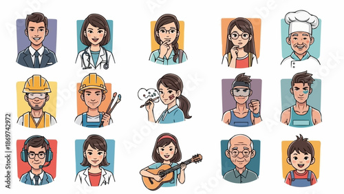 Diverse Group of People Representing Various Professions and Occupations.