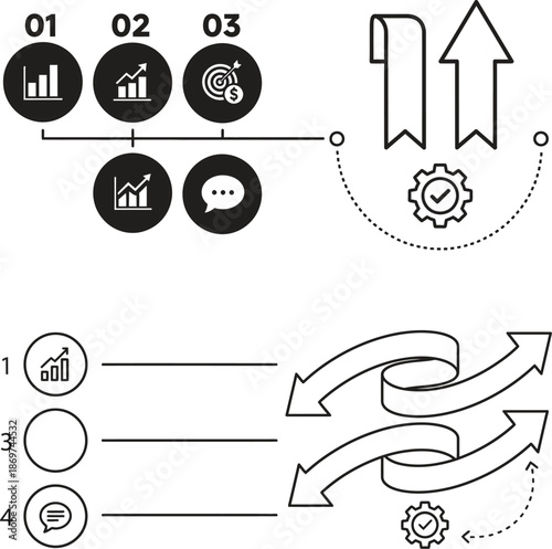 business growth strategy infographic with charts and graphs