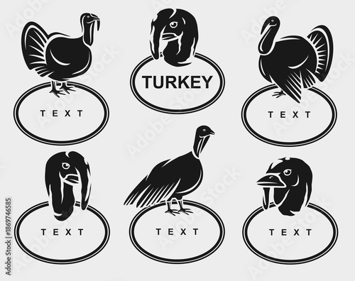 Turkey labels and icon set. Collection icons turkey. Vector