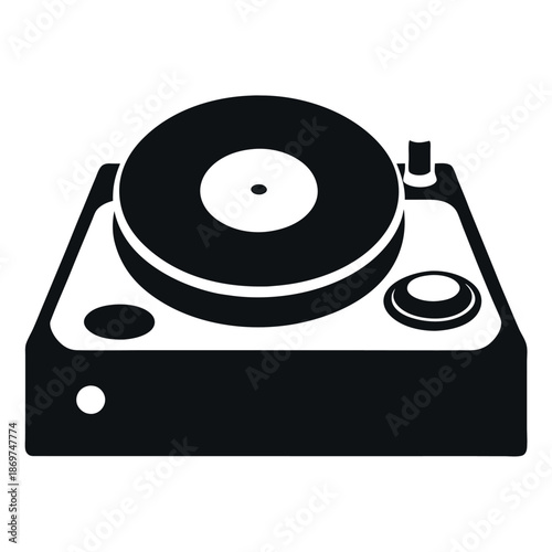Silhouette of a dj turntable on a white background.