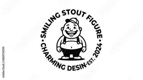 Smiling Stout Figure Logo Design Charming and Appealing.