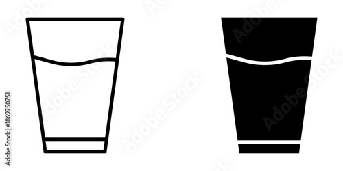 Water glass Icon set. Symbol isolated white background. vector illustration. color editable.