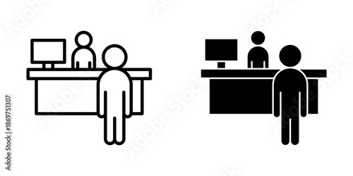 reception desk Icon set. Symbol isolated white background. vector illustration. color editable.