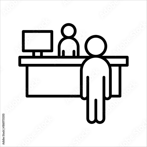 reception desk Icon. Symbol isolated white background. vector illustration. color editable.