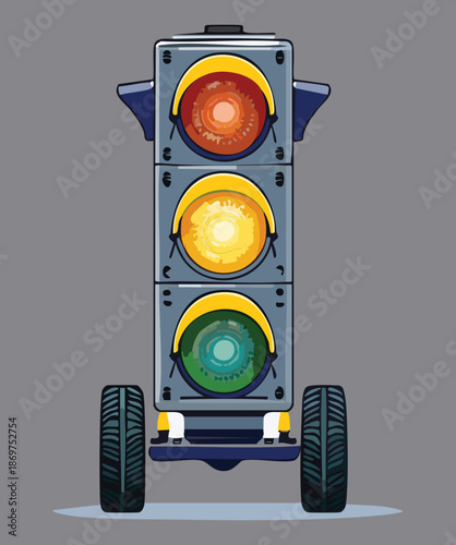 Heavy duty traffic light signal post with red amber and green lamps for highway safety management