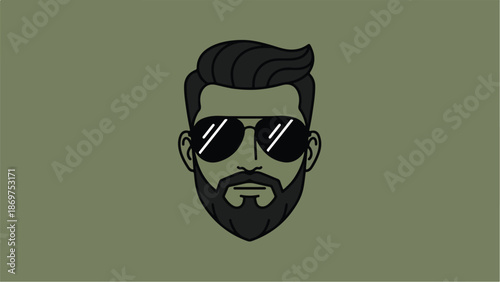 Stylish man with sunglasses and beard vector illustration.