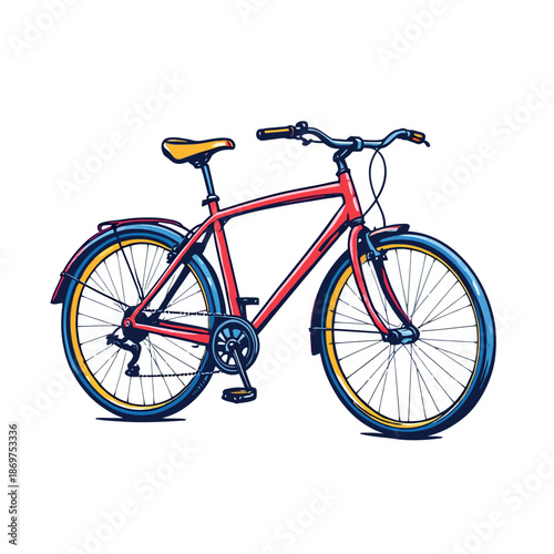 Vsai red commuter bicycle vector illustration for city cycling