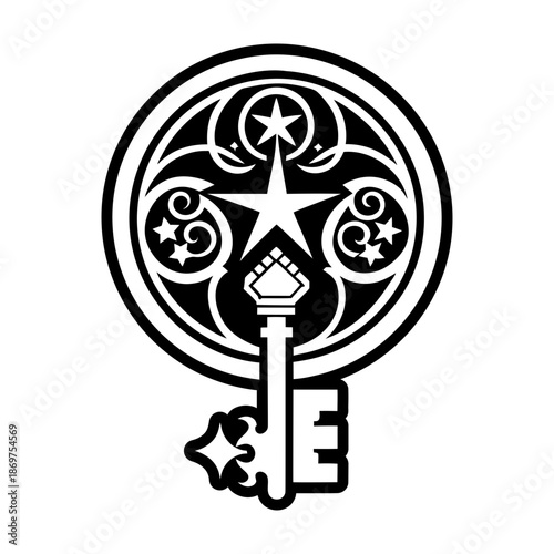 Glyph Style Ancient Key Symbol
