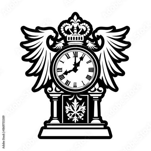 Antique Clock Glyph Style Symbols
