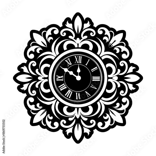 Antique Clock Glyph Style Logos