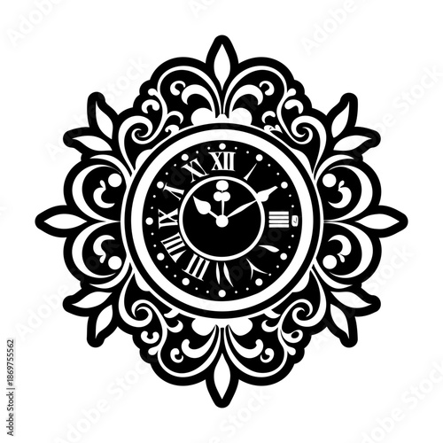 Antique Clock Glyph Style Logos