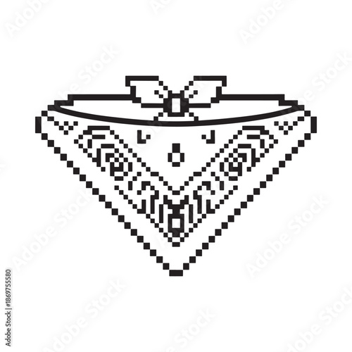 Pixelated bandana with a bow a stylish accessory in black and white