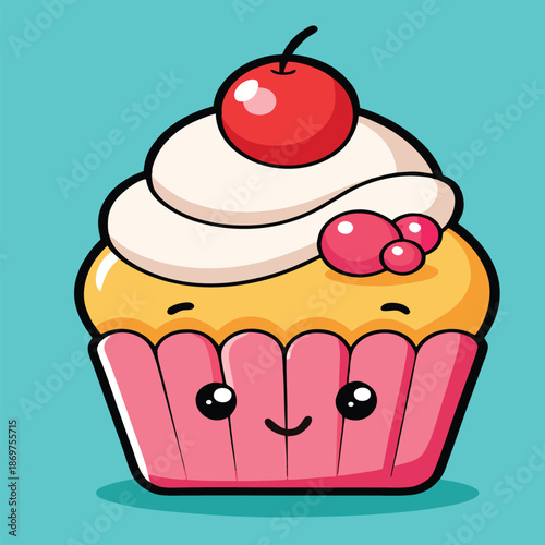 design logo vector cartoon mascot icon cupcake illustration