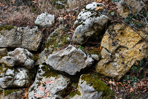 Close-up of an old stone wa...