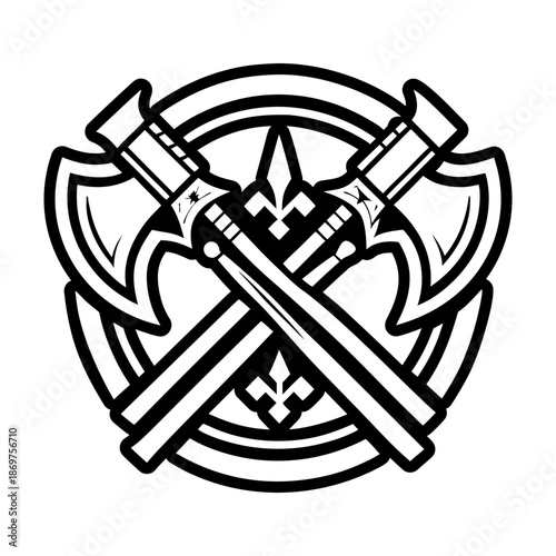 Glyph Style Viking Axe Logos