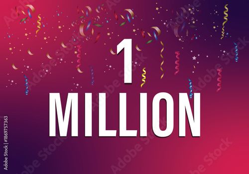 Congratulations, 1 million followers Celebration banner background with confetti 
Abstract Colorful Social Media Design Vector illustration