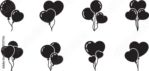 Heart Balloon Icons Vector Set.