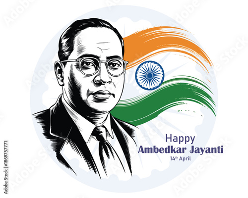 Indian freedom fighter Dr. Babasaheb Bhimrao Ambedkar Jayanti 14 April, Ambedkar Vector, and Typography.
