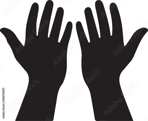 Raised Hands Silhouette Vector,  Helping Hands Icon.