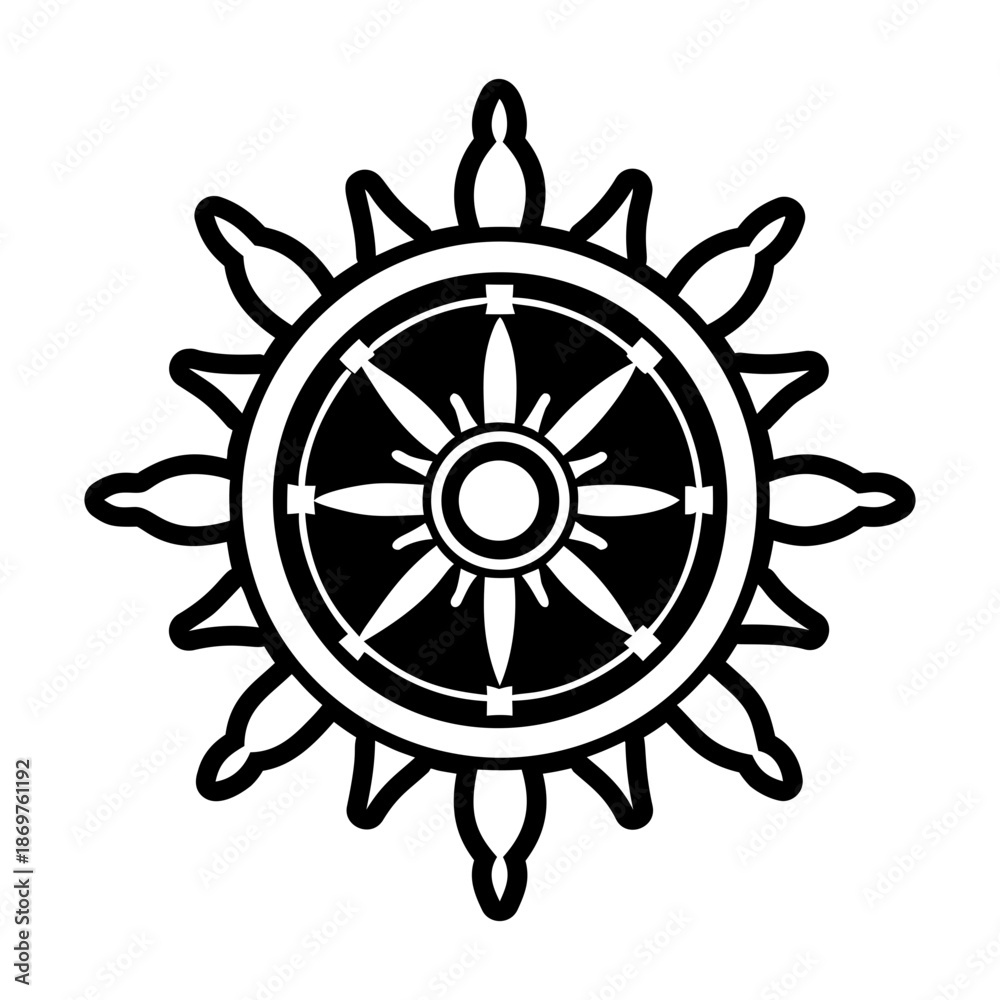 Obraz premium Glyph Style Ship Wheel Icon