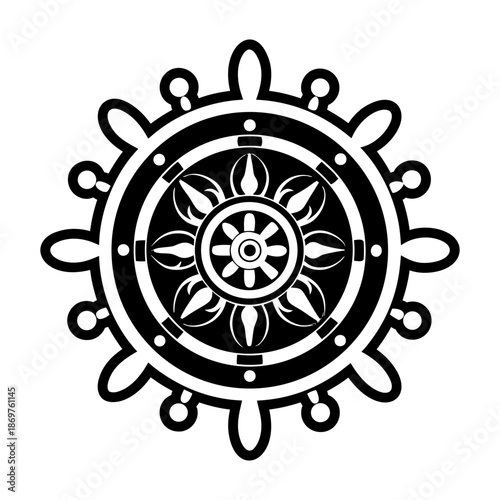  Glyph Style Ship Wheel Symbol
