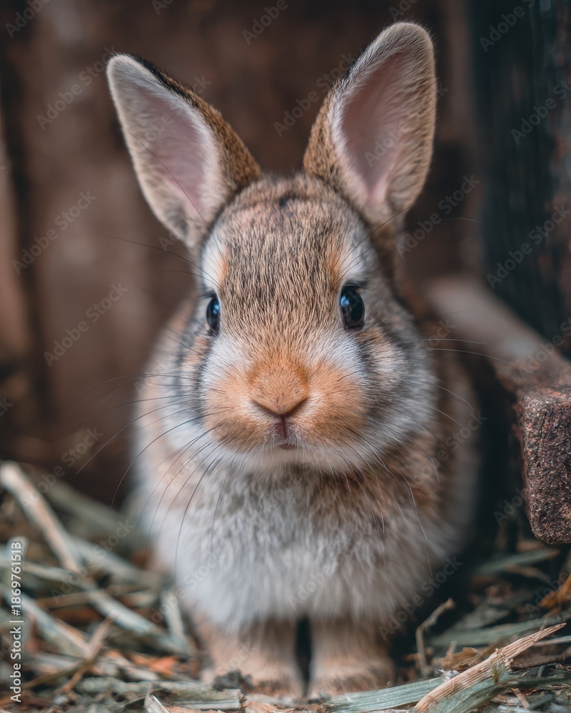 Fototapeta premium baby bunny in clean shelter environment, adoption education