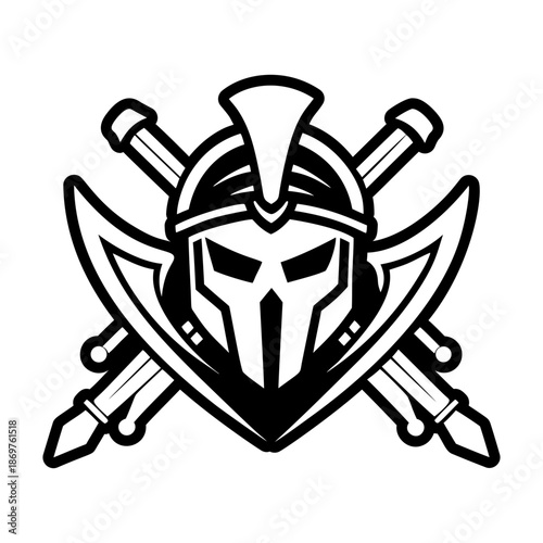 Glyph Style Spartan Helmet Logos 