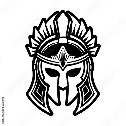 Glyph Style Spartan Helmet Logos 