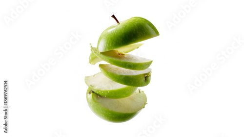 Wallpaper Mural A stack of crisp green apple slices floating in mid-air on a black background Torontodigital.ca