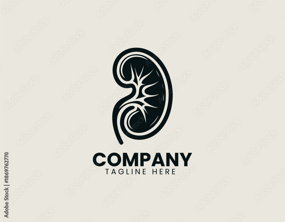 Naklejka premium kidney black vector logo illustration