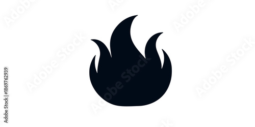Simple black flame icon on white background