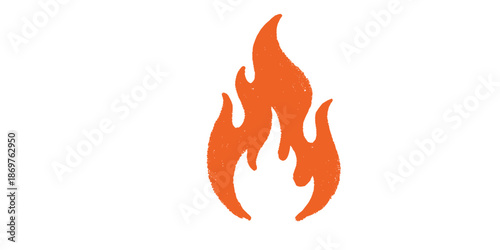 Vibrant orange flame on white background