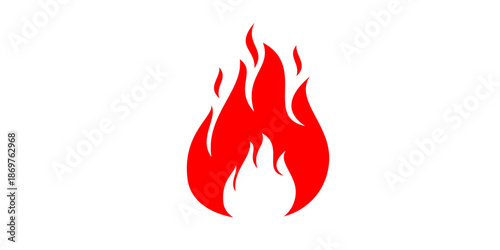 Vibrant red flame icon on white background