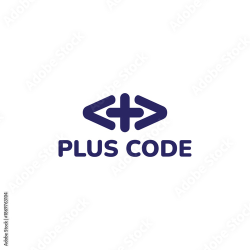 Plus Code Logo Vector Simple Digital