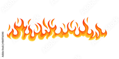 Vibrant orange and yellow flames burning brightly on white